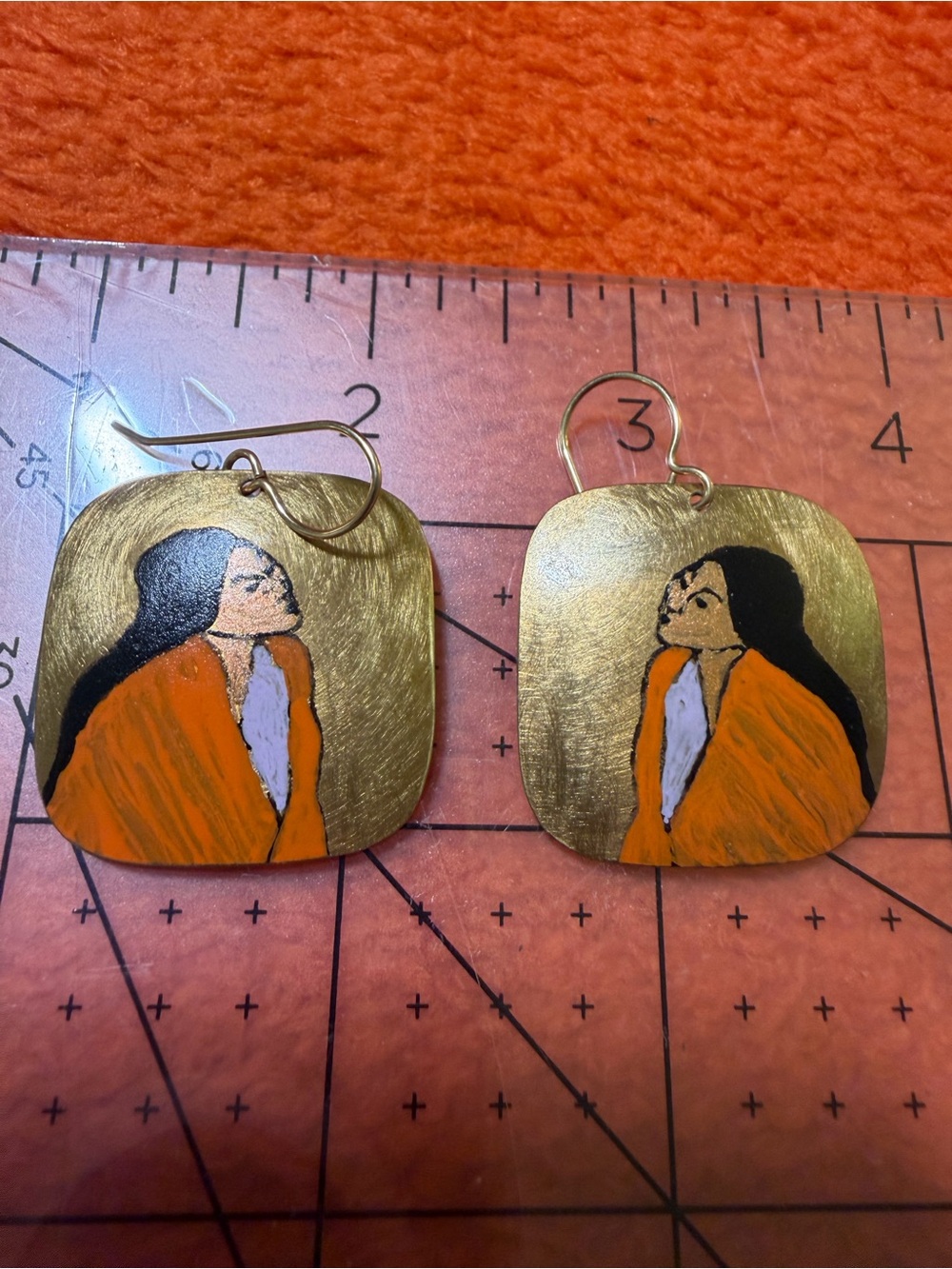 Jerry Hunter After R.C. Gorman Earrings Clear Creek NC 14K GF Wires Brass EUC